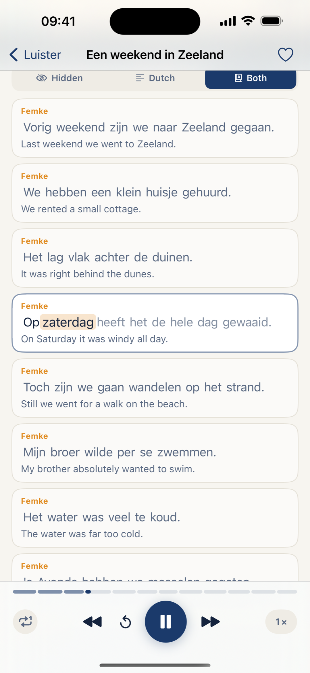 Ear Drills NL — listening with the current word highlighted